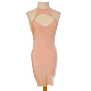 Mezzanine dress size Small high neck cutout bodycon peachy‎ pink